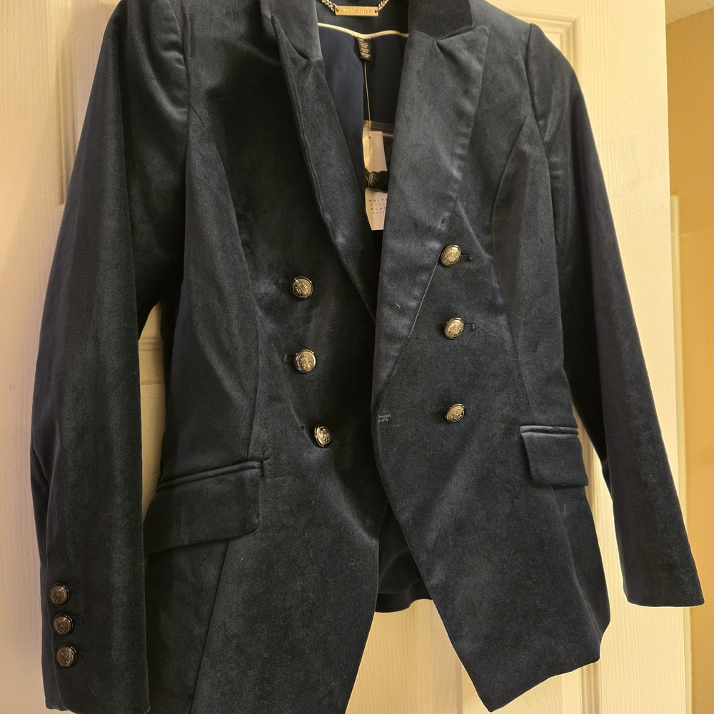 WHBM Midnight Blue Velvet Jacket